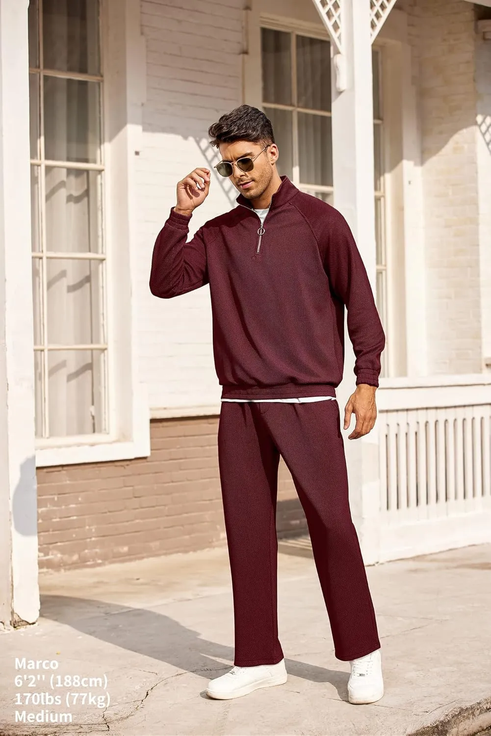 COOFANDY Men's Tracksuit 2 Piece Relaxed Fit Half-zip Sweatsuits Athletic Running Jogging Suit Sets