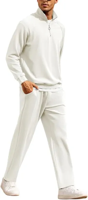 COOFANDY Men's Tracksuit 2 Piece Relaxed Fit Half-zip Sweatsuits Athletic Running Jogging Suit Sets