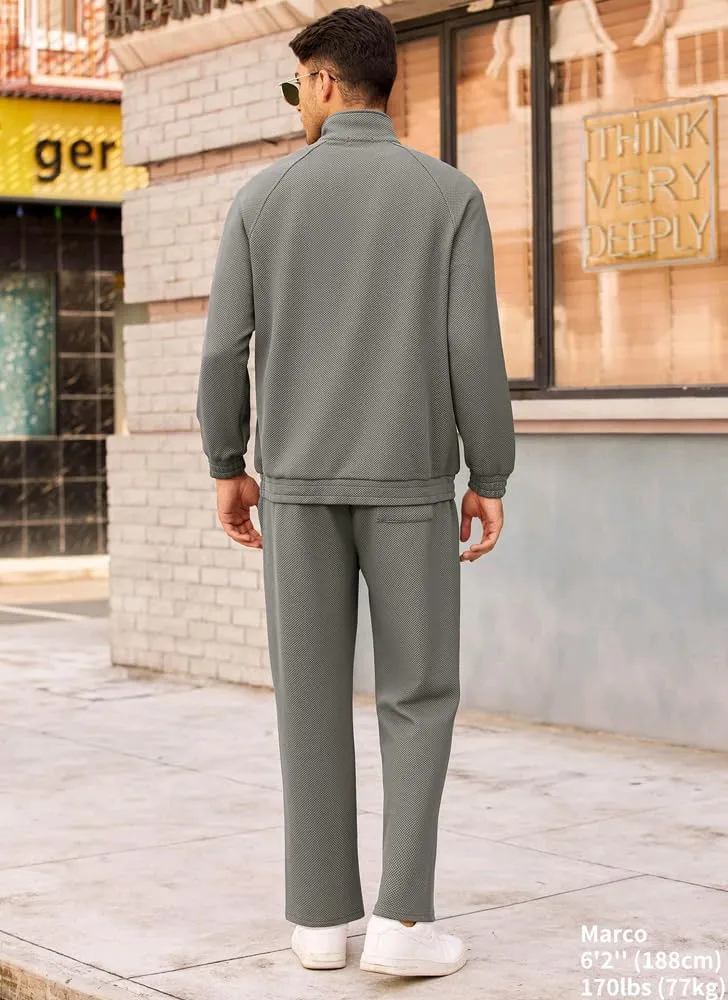 COOFANDY Men's Tracksuit 2 Piece Relaxed Fit Half-zip Sweatsuits Athletic Running Jogging Suit Sets