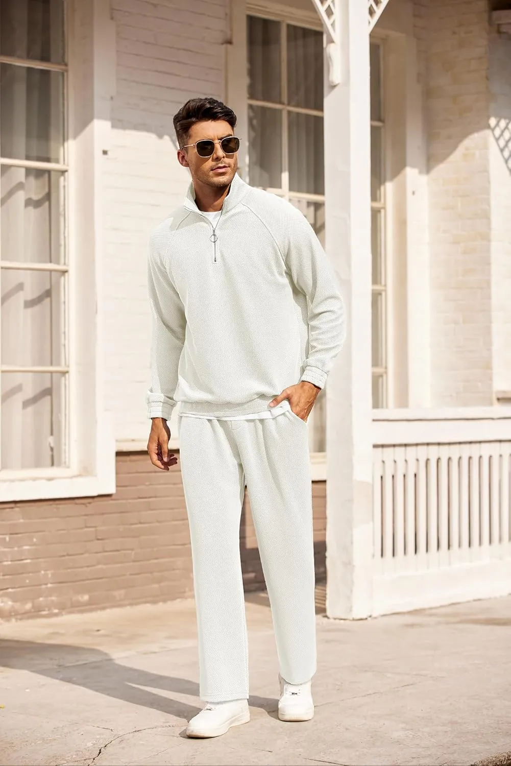 COOFANDY Men's Tracksuit 2 Piece Relaxed Fit Half-zip Sweatsuits Athletic Running Jogging Suit Sets