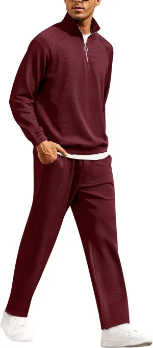 COOFANDY Men's Tracksuit 2 Piece Relaxed Fit Half-zip Sweatsuits Athletic Running Jogging Suit Sets
