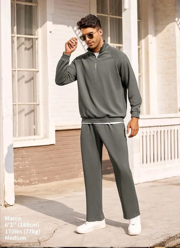 COOFANDY Men's Tracksuit 2 Piece Relaxed Fit Half-zip Sweatsuits Athletic Running Jogging Suit Sets