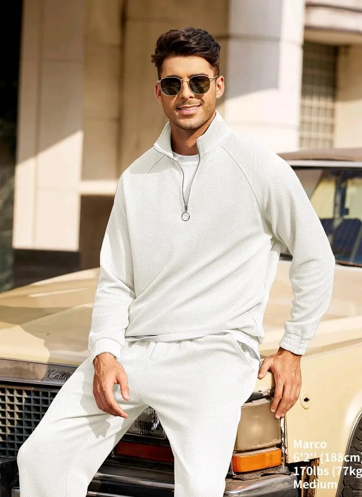 COOFANDY Men's Tracksuit 2 Piece Relaxed Fit Half-zip Sweatsuits Athletic Running Jogging Suit Sets