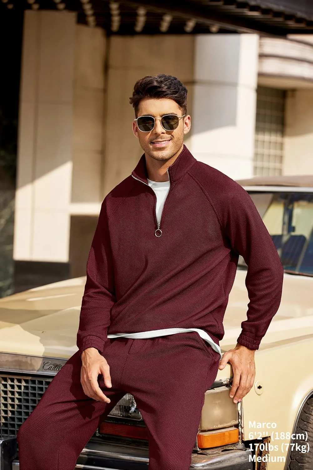 COOFANDY Men's Tracksuit 2 Piece Relaxed Fit Half-zip Sweatsuits Athletic Running Jogging Suit Sets