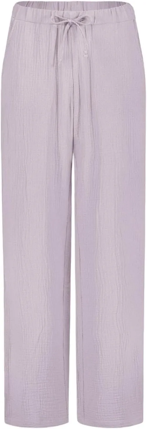 Cotton Linen Pants Women Summer Casual High Waisted Wide Leg Pants with Pockets Soft Boho Beach Trendy Trousers