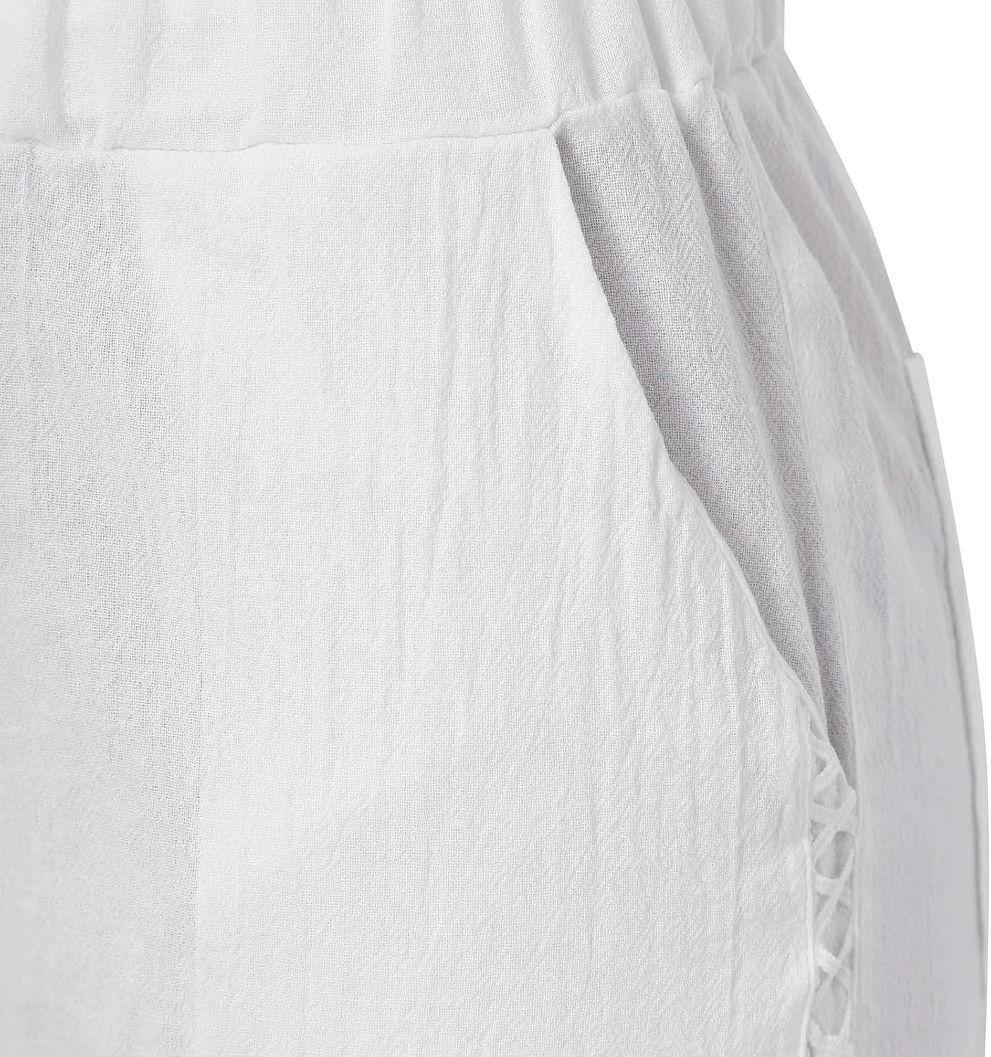 Cotton Linen Trousers for Women Capri Comfy Soft Wide Leg Pants Lightweight Spring Summer 2025 with Side Pockets