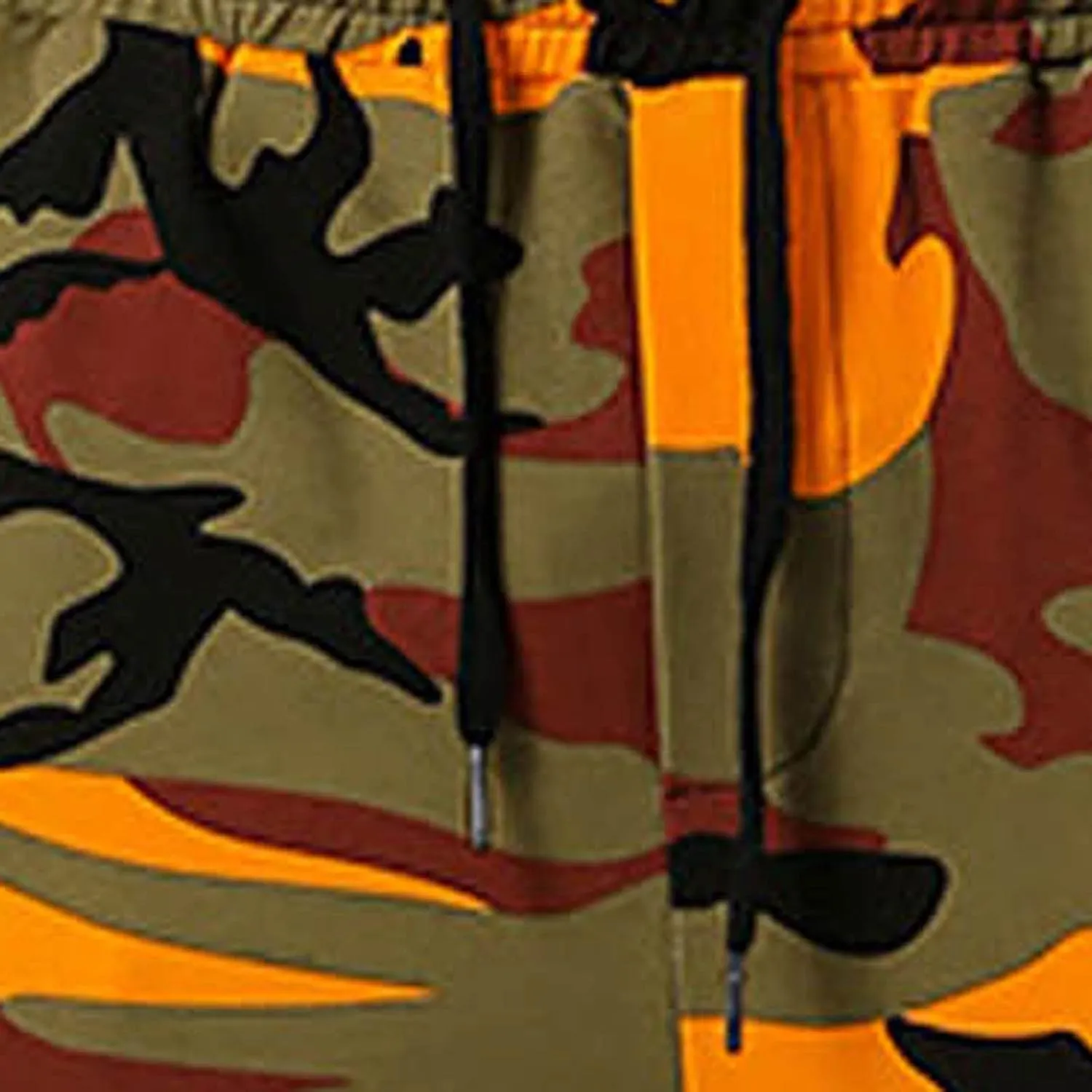 Cotton Men's Camo Jogger Pants Elastic Waist Drawstring Slim Fit Cargo Pockets Breathable Casual Outdoor Workout