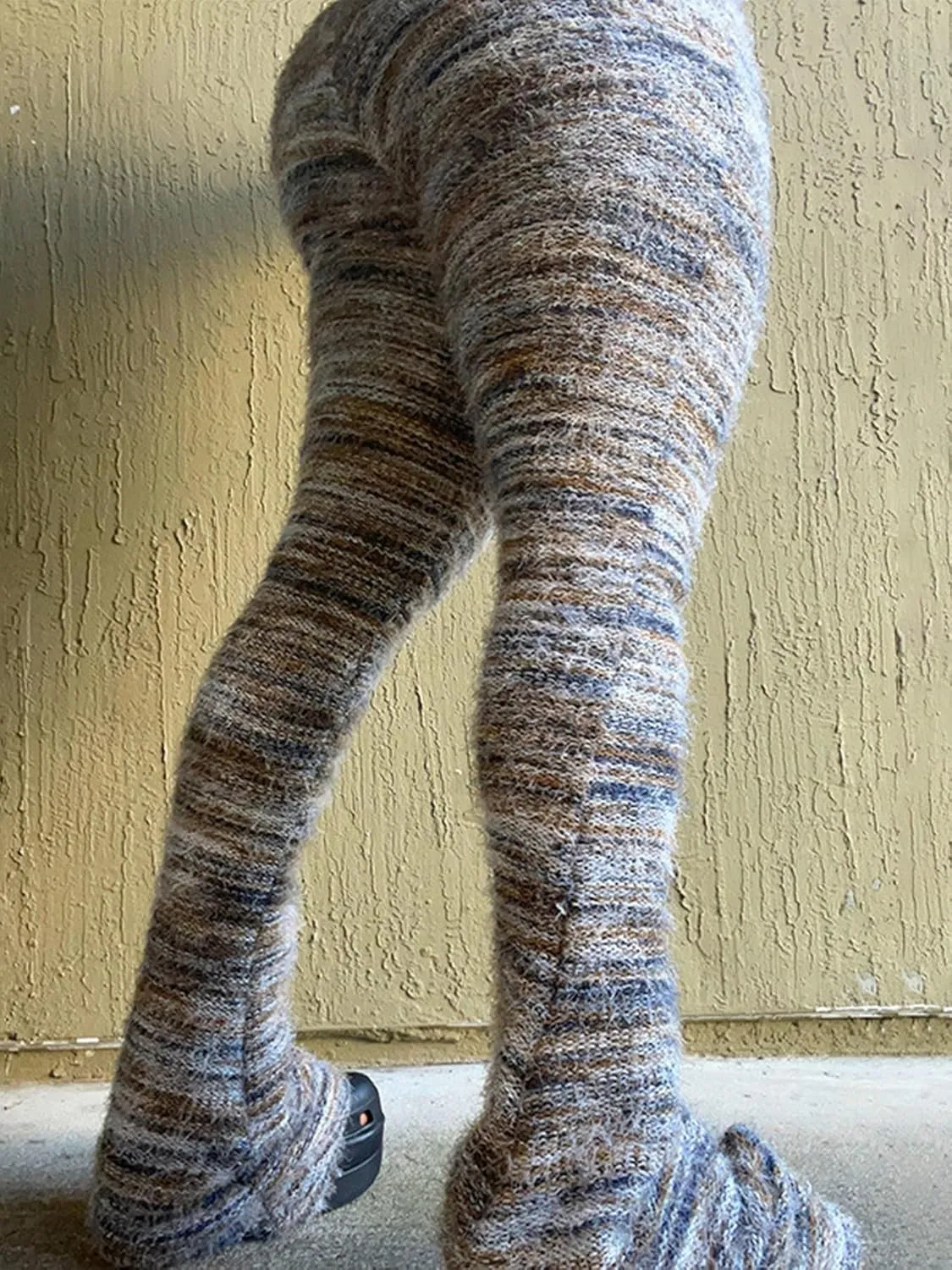 cu4eve Fuzzy Pants for Women Comfy High Waist Plush Fluffy Blanket Fringe Knit Cozy Stacked Joggers Flare Legging Sweatpants