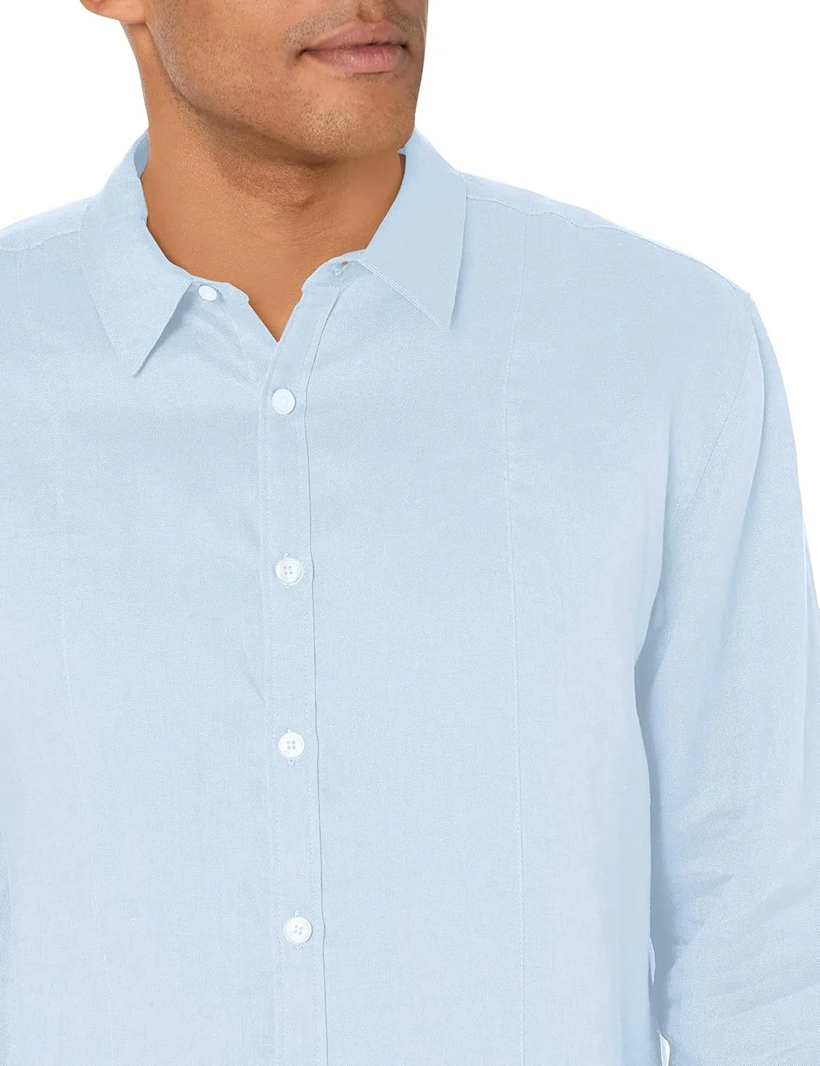 Cubavera Men's Cubavera Men'S 100% Linen Long Sleeve Shirt With Pintuck Detail, Relaxed Fit, Spread Collar