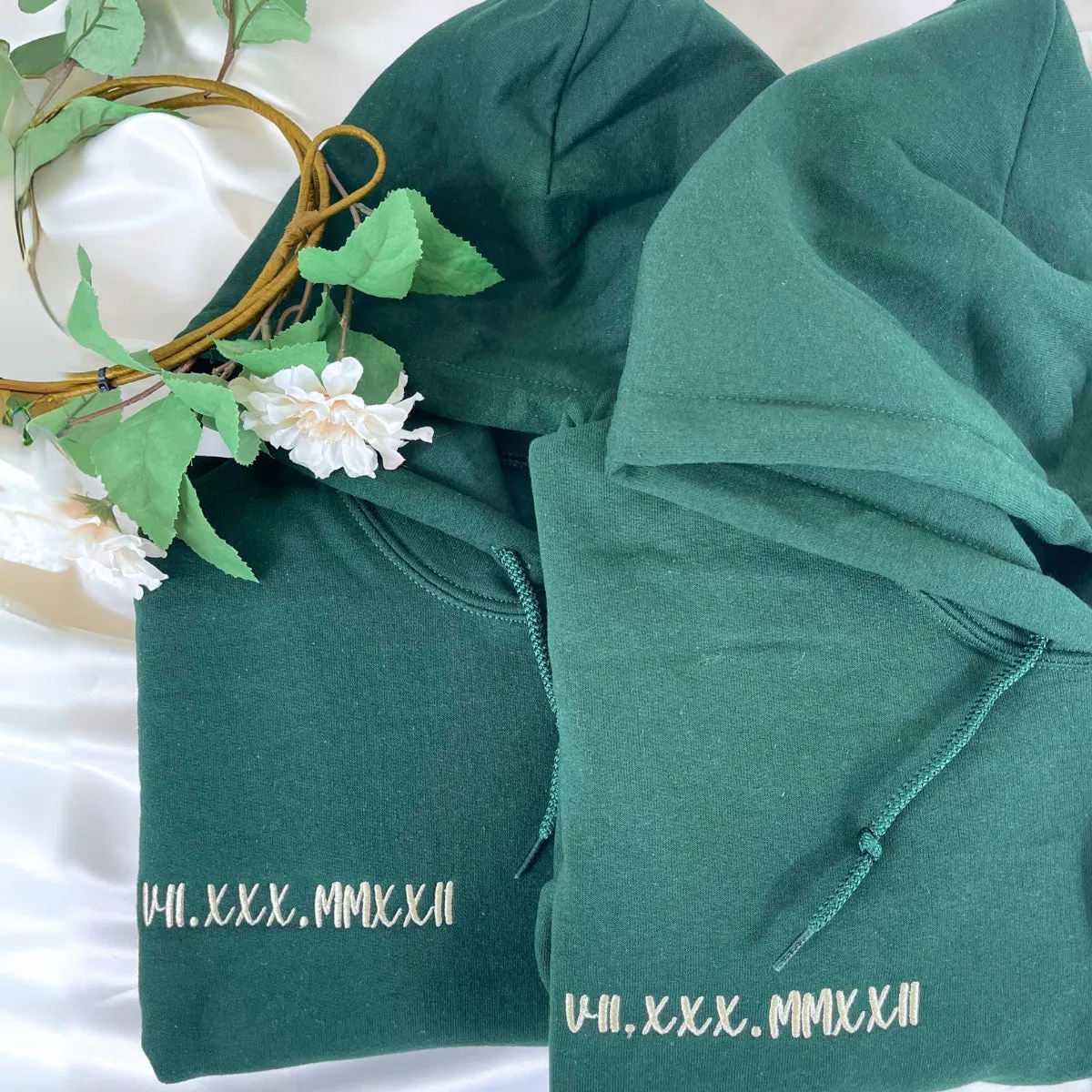 Custom Embroidered Sweatshirt Wedding Anniversary Gift for Couple Husband Wife by Roman Number Date Year