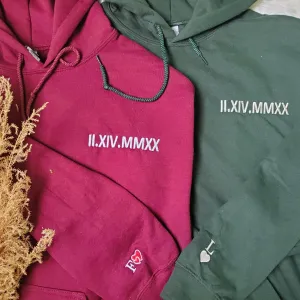 Custom Embroidered Sweatshirt Wedding Anniversary Gift for Couple Husband Wife by Roman Number Date Year