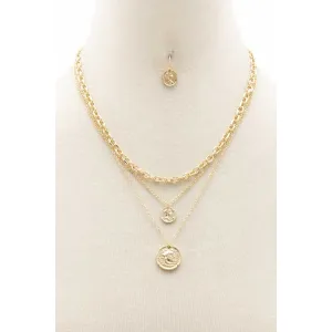 Double Coin Charm Layered Necklace