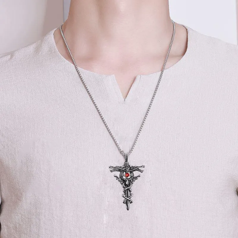 Double Dragon Sword Necklace