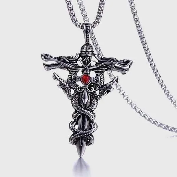 Double Dragon Sword Necklace