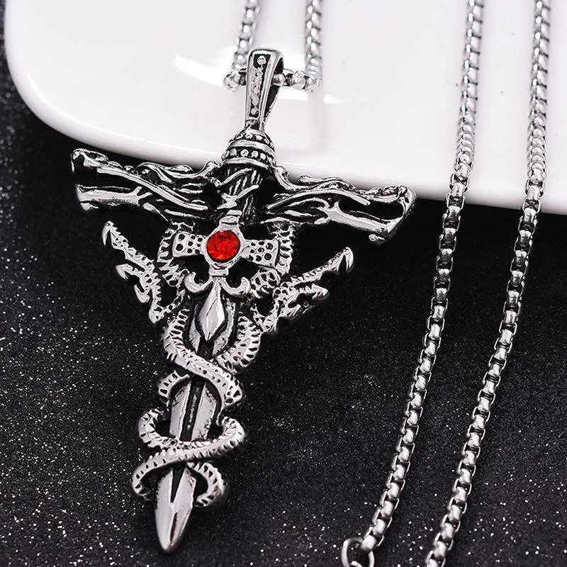 Double Dragon Sword Necklace