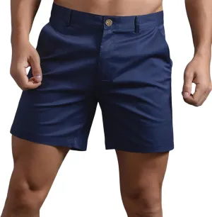 Dressy Short Pants for Men Cotton Slim Fit Mid Waist Flat Front Shorts Stretchy Causal Summer Dailywear Leisure Short Pants