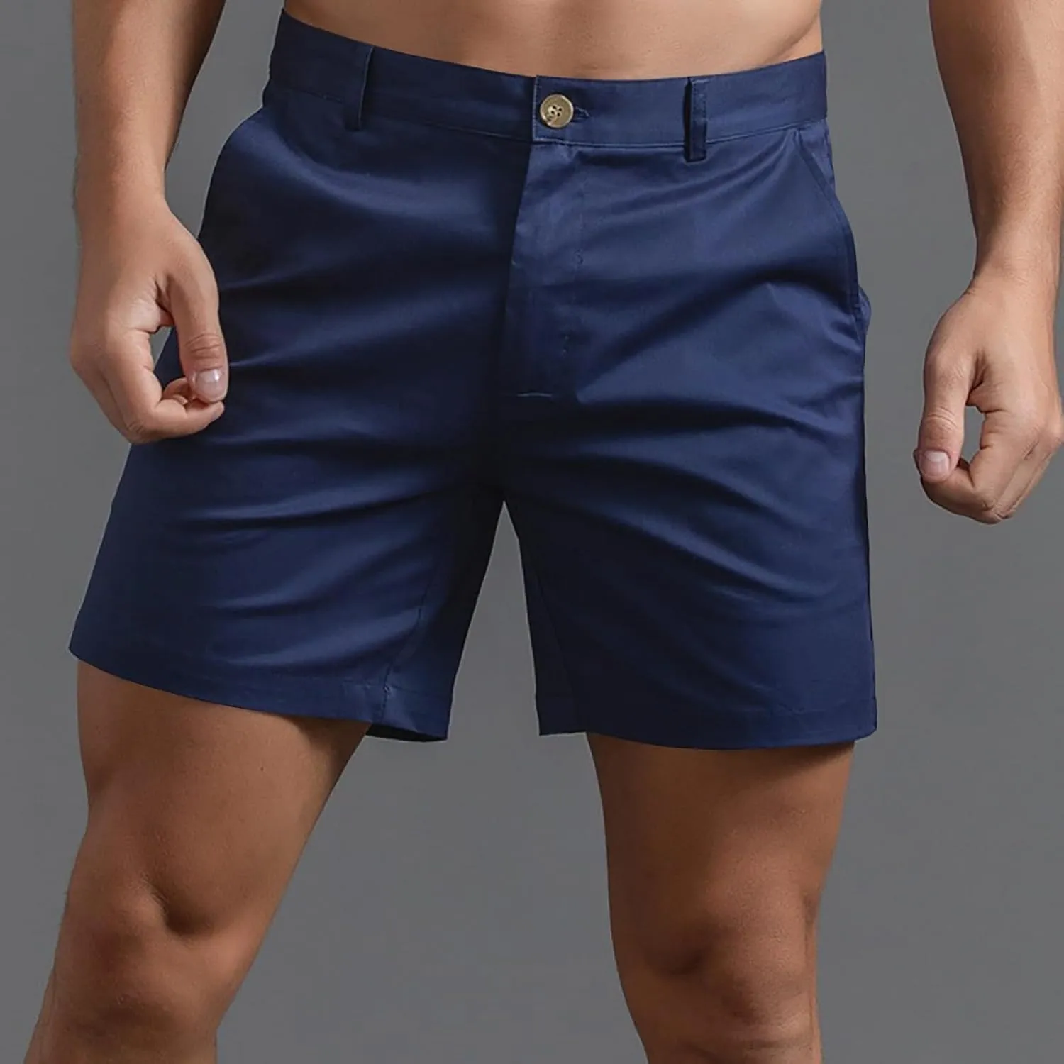 Dressy Short Pants for Men Cotton Slim Fit Mid Waist Flat Front Shorts Stretchy Causal Summer Dailywear Leisure Short Pants