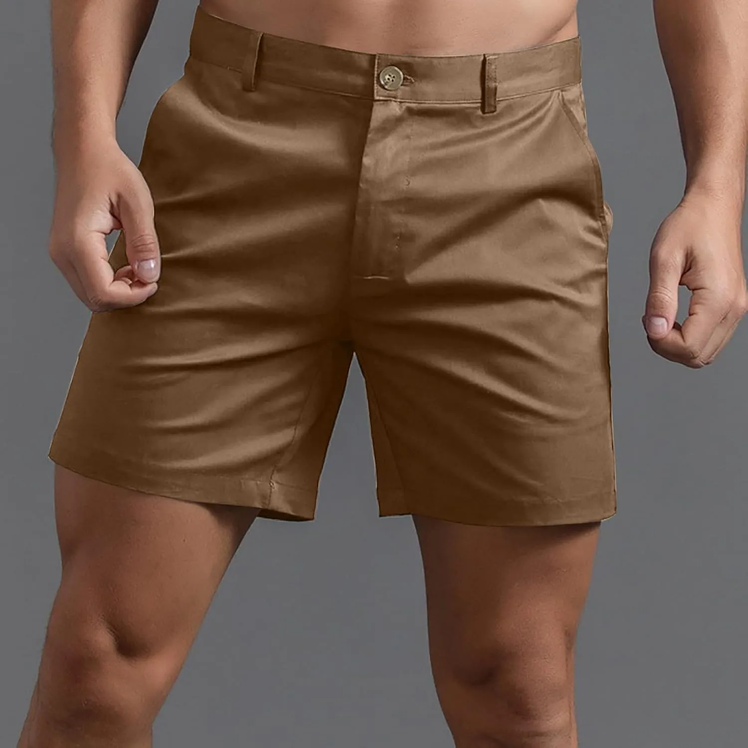 Dressy Short Pants for Men Cotton Slim Fit Mid Waist Flat Front Shorts Stretchy Causal Summer Dailywear Leisure Short Pants