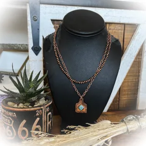 Ear Tag Layered Necklace - Bronze