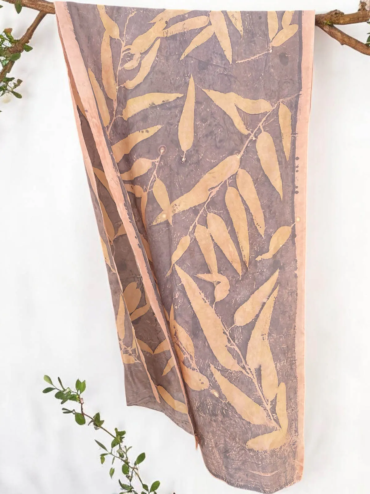 Earthy Hues: Eco-Printed Silk Stole