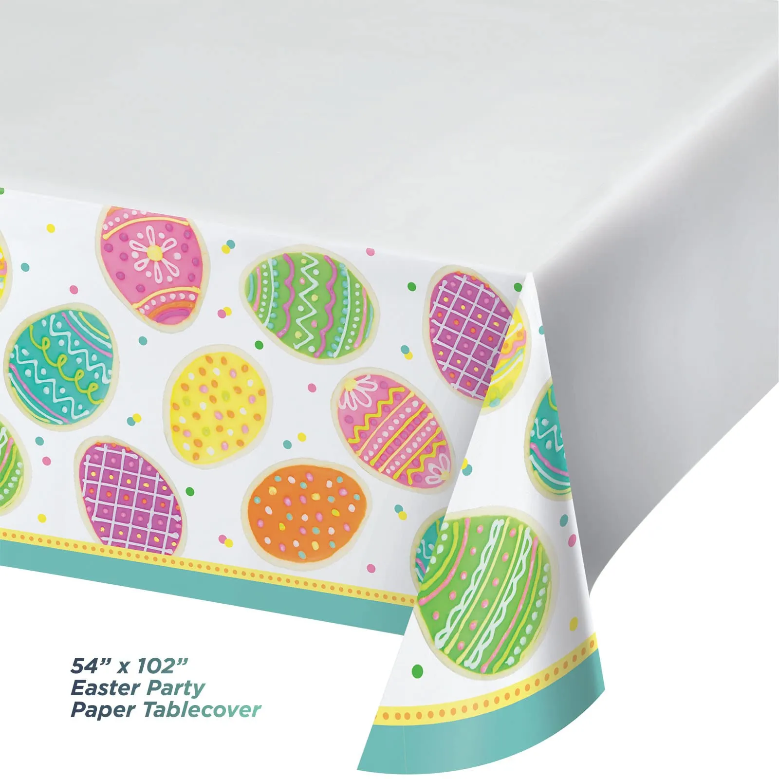Easter Bunny Shaped Cookie Paper Dessert Plates, Beverage Napkins, Table Cover, and Forks