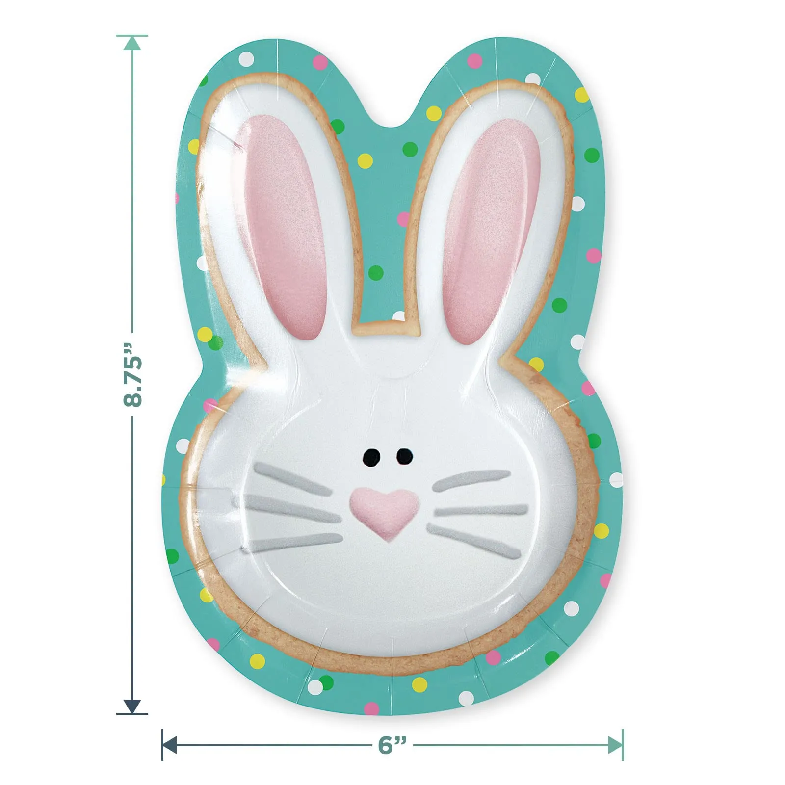 Easter Bunny Shaped Cookie Paper Dessert Plates, Beverage Napkins, Table Cover, and Forks