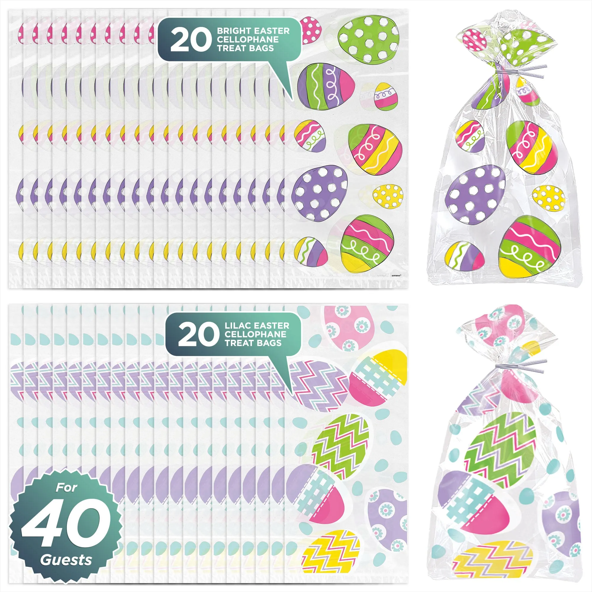 Easter Egg Cellophane Bags for Party Favors and Treats