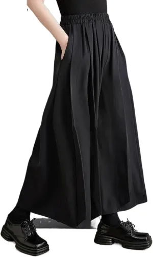 Elastic high Waist Vintage Casual Loose Spring Summer Autumn Wide Leg Pants Women Trousers