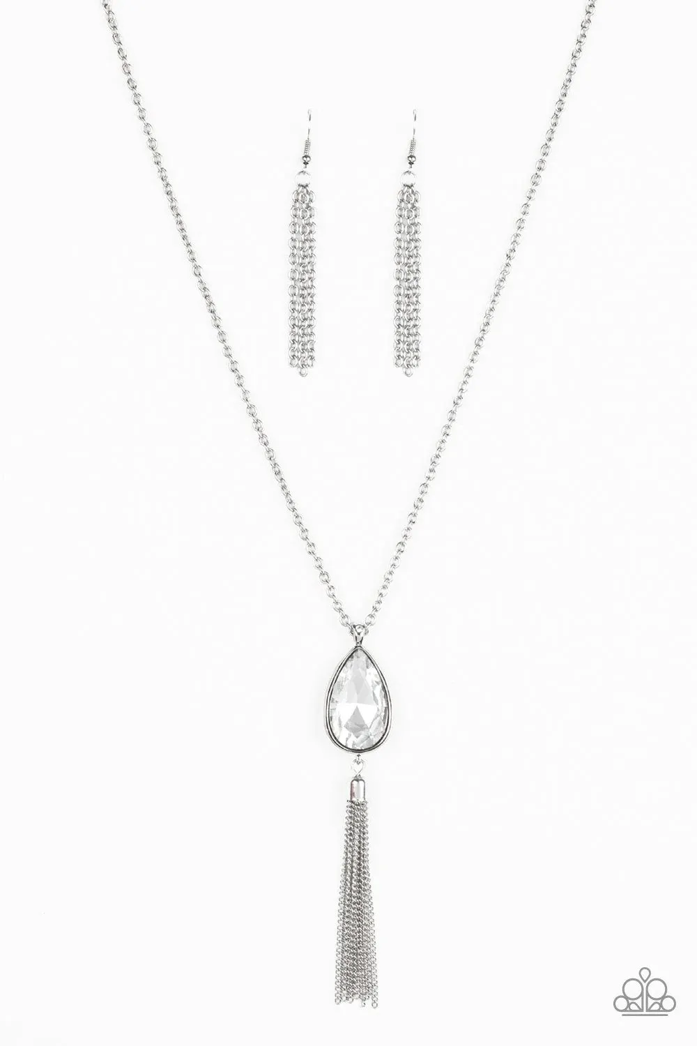 Elite Shine White Rhinestone Necklace - Paparazzi Accessories