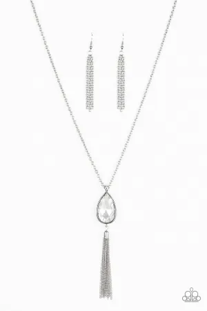 Elite Shine White Rhinestone Necklace - Paparazzi Accessories