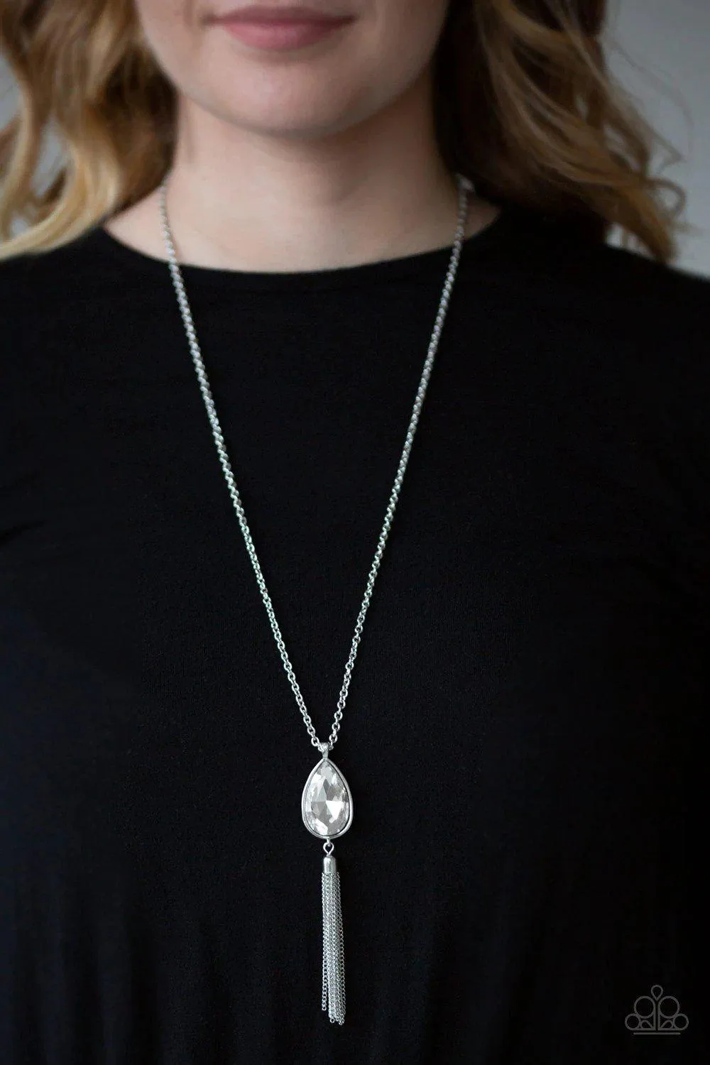 Elite Shine White Rhinestone Necklace - Paparazzi Accessories