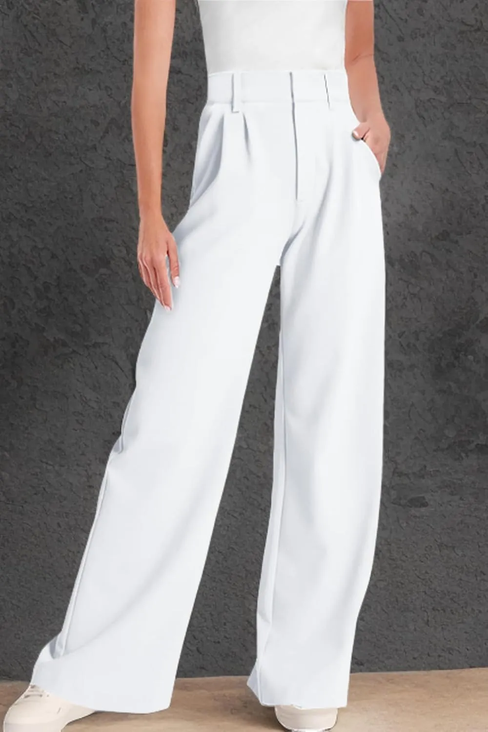 ELLEVEN Wide Leg Dress Pants for Woman, High Waisted Business Casual Work Trousers with Pockets