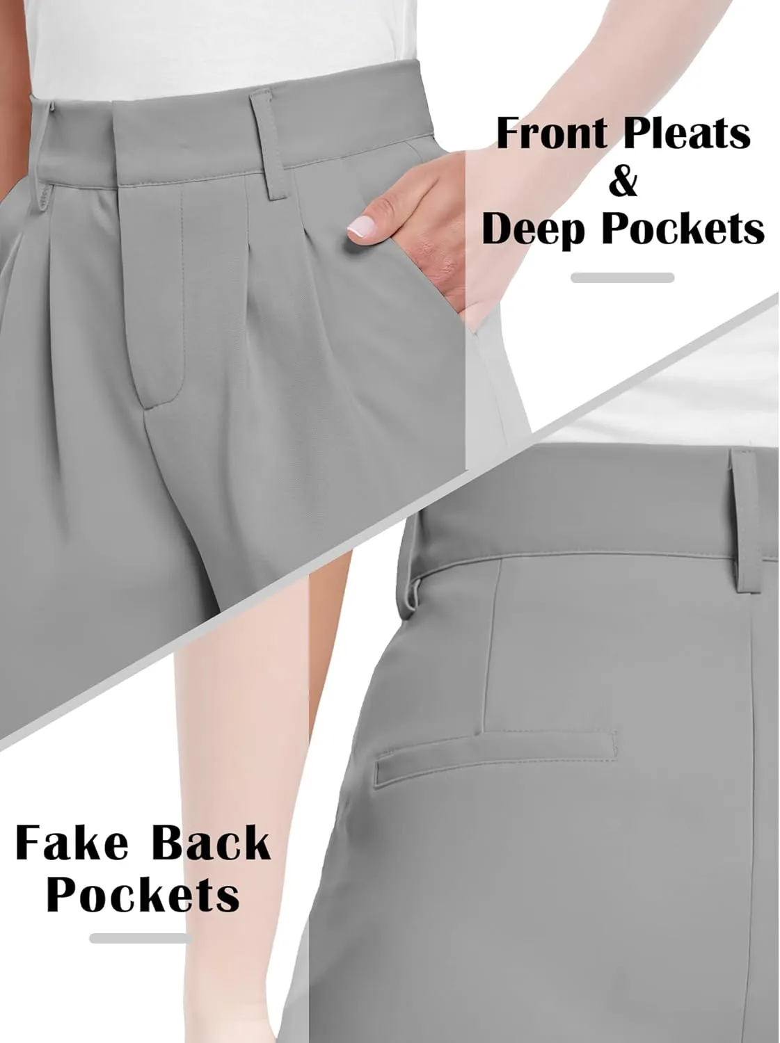 ELLEVEN Wide Leg Dress Pants for Woman, High Waisted Business Casual Work Trousers with Pockets