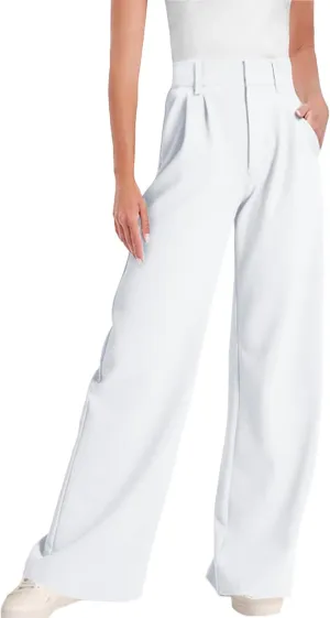 ELLEVEN Wide Leg Dress Pants for Woman, High Waisted Business Casual Work Trousers with Pockets