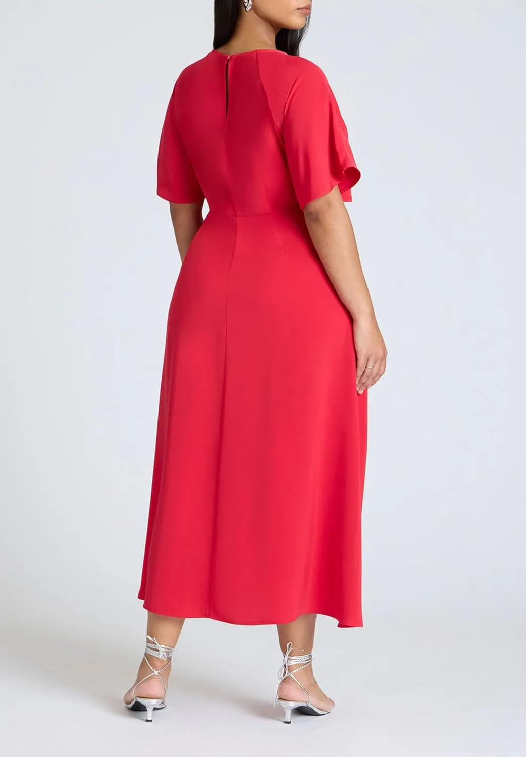 ELOQUII Women's Plus Size Seam Detail Relaxed Midi Dress