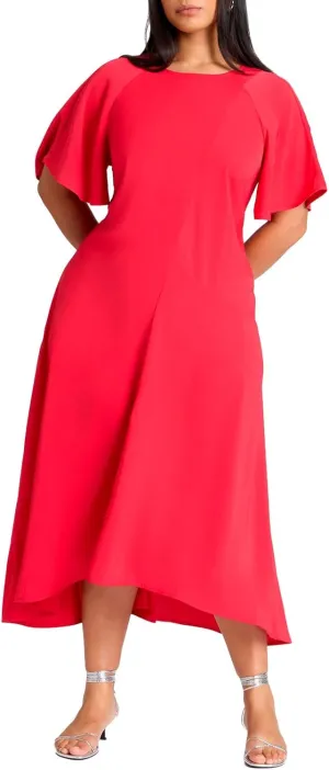 ELOQUII Women's Plus Size Seam Detail Relaxed Midi Dress