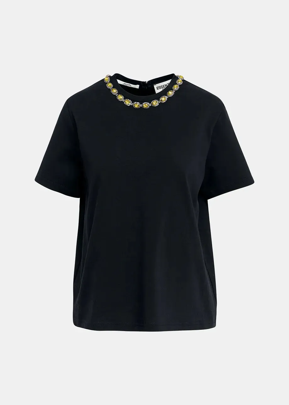 Essentiel Antwerp Galenic Embroided Tee in Black