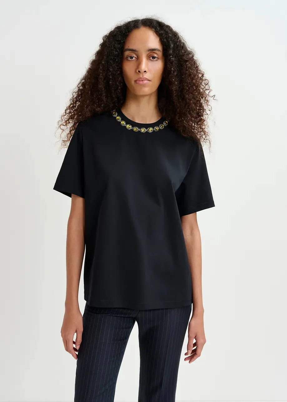 Essentiel Antwerp Galenic Embroided Tee in Black