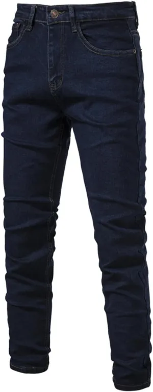 evzosrz Men's Trendy Skinny Slim Fit Jeans Straight Fit Washed Denim Pants Elastic Waist Casual Denim Pull Up Jeans