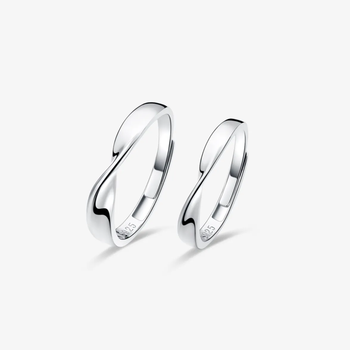 FANCIME "Mobius Knot" Adjustable Promise Sterling Silver Rings