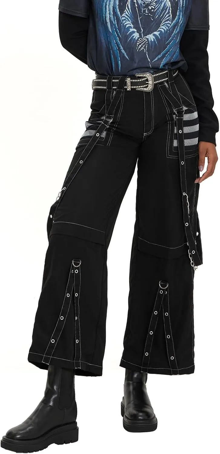 Faretumiya Women Cargo Pants High Waist Baggy Jeans Casual Wid Leg Denim Pants Grunge Gothic Harajuku Punk Y2k Trousers
