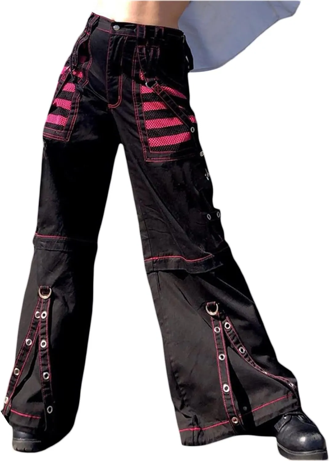 Faretumiya Women Cargo Pants High Waist Baggy Jeans Casual Wid Leg Denim Pants Grunge Gothic Harajuku Punk Y2k Trousers