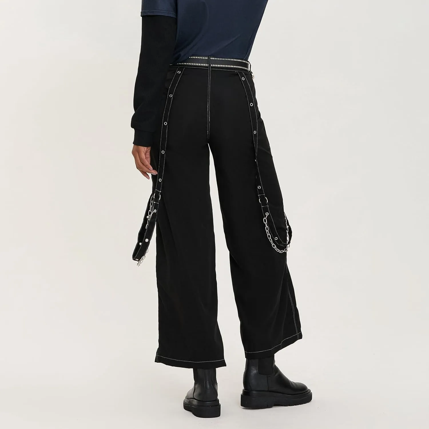 Faretumiya Women Cargo Pants High Waist Baggy Jeans Casual Wid Leg Denim Pants Grunge Gothic Harajuku Punk Y2k Trousers
