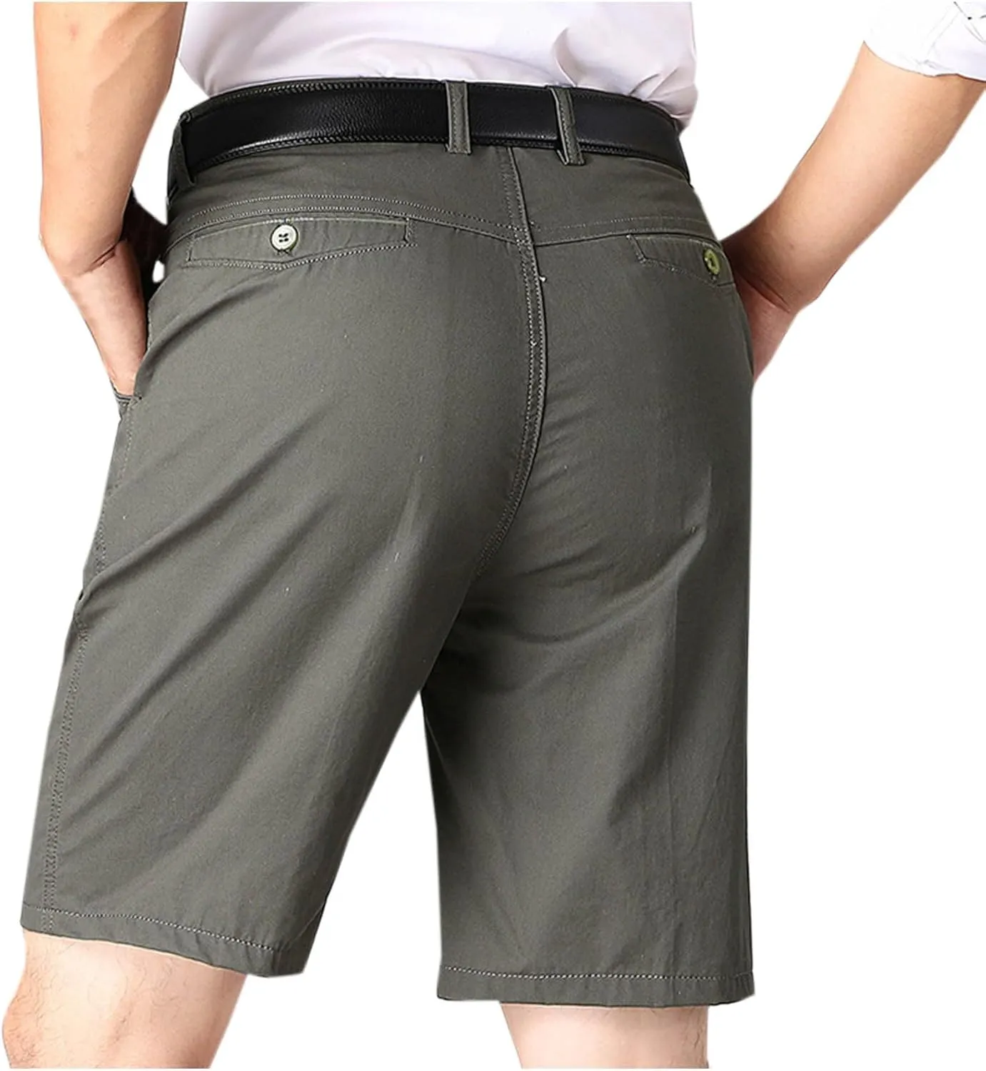 Finelylove Mens Golf Dress Shorts 9 Inch Flat Front Business Casual Twill Work Chino Shorts with Pockets Cotton Short Pants