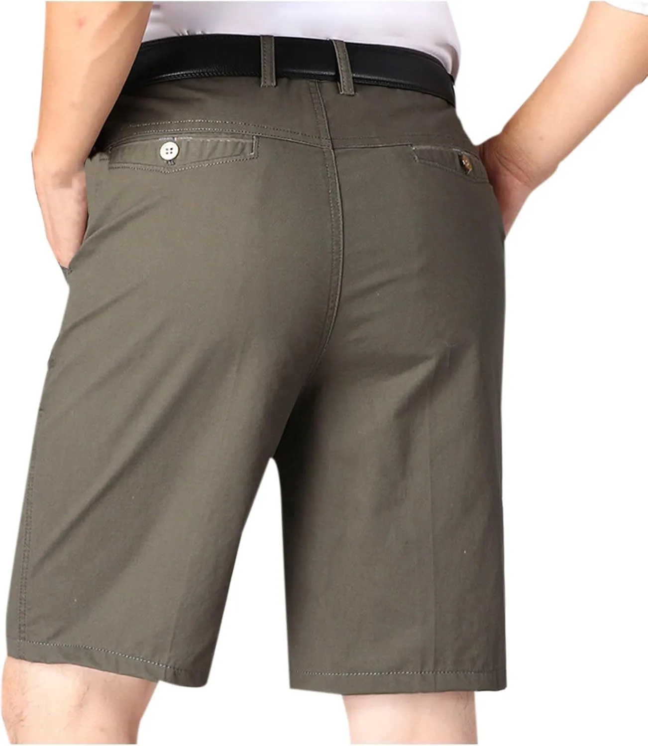 Finelylove Mens Golf Dress Shorts 9 Inch Flat Front Business Casual Twill Work Chino Shorts with Pockets Cotton Short Pants
