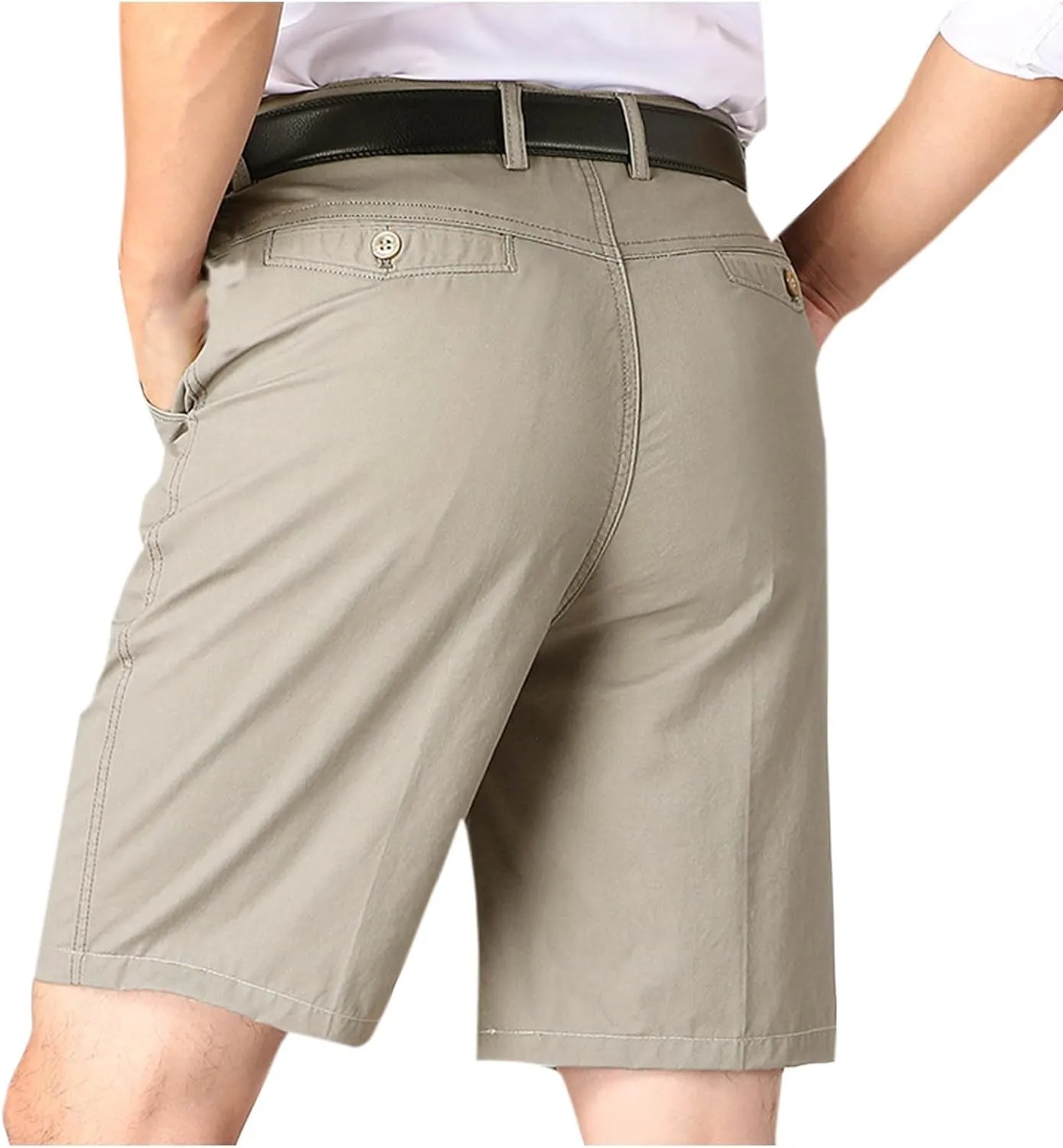 Finelylove Mens Golf Dress Shorts 9 Inch Flat Front Business Casual Twill Work Chino Shorts with Pockets Cotton Short Pants