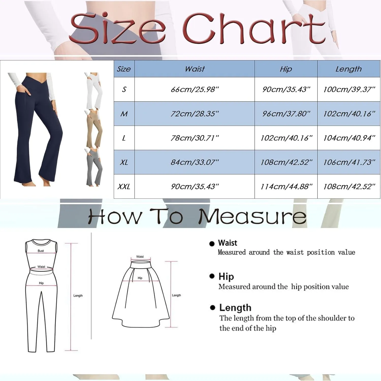 Flare Leggings With Pockets For Women High Waist Casual Workout Bell Bottom Pant Soft Yoga Wide Leg Bootcut Trouser