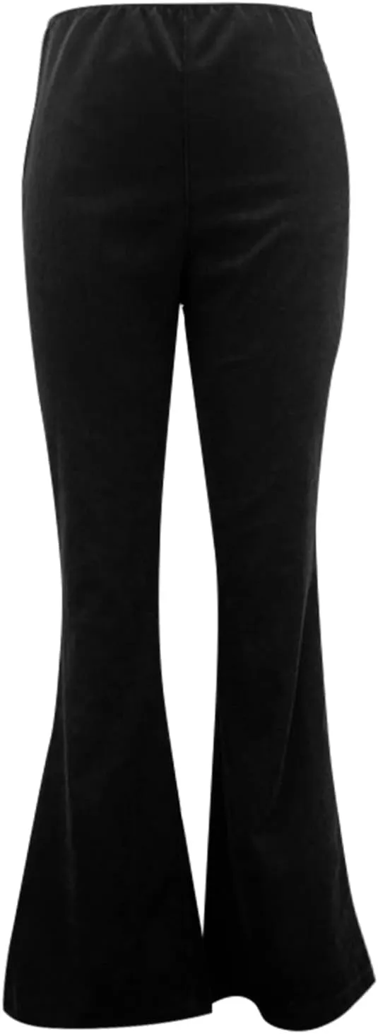 Flared Corduroy Pants Women Bootcut Pull On Work Pants Elastic High Waisted Flare Pants Bell Bottom Trousers w/Pockets