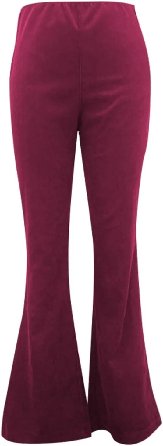 Flared Corduroy Pants Women Bootcut Pull On Work Pants Elastic High Waisted Flare Pants Bell Bottom Trousers w/Pockets