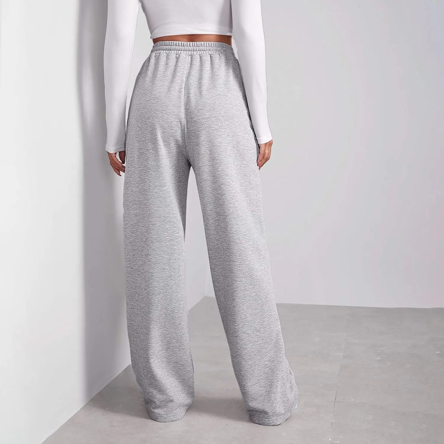 Fleece Lined Sweatpants Women Multi Pocket High Waist Cinch Bottom Jogger Pants Boyfriend Basic Cozy Cargo Sweat Pants